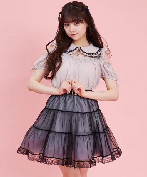 Secret Honey ブラウス シャツ レースヨークオープンショルダー