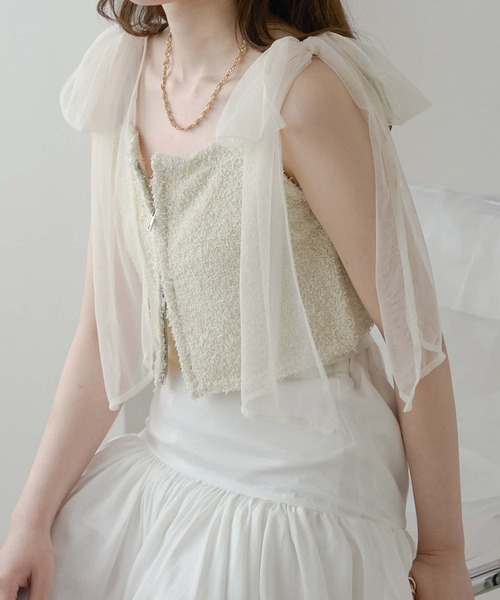 Ambre Neige キャミソール 2way double zip glitter tulle