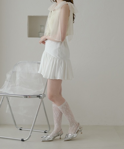 Ambre Neige キャミソール 2way double zip glitter tulle