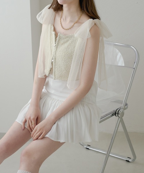 jumelle チュールビスチェホワイト Ambre Neige キャミソール 2way double zip glitter tulle