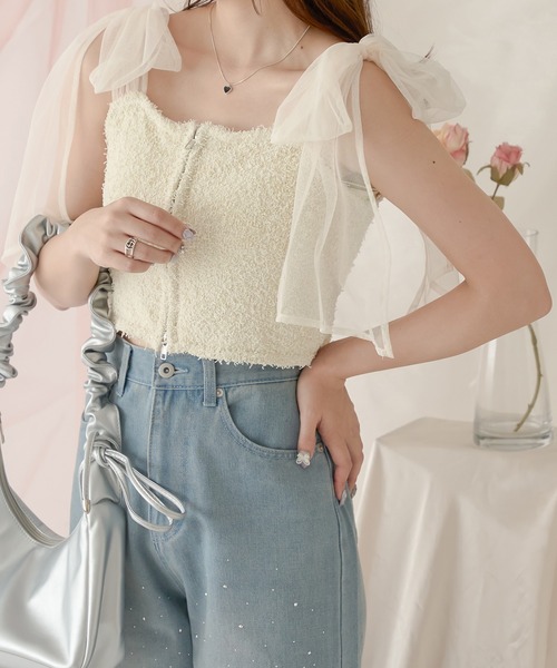 チュールビスチェセットトップス[品番：AMTW0011042]｜JUNOAH