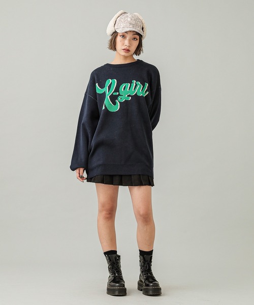 X-girl ニット セーター LOGO JACQUARD KNIT TOP レディース