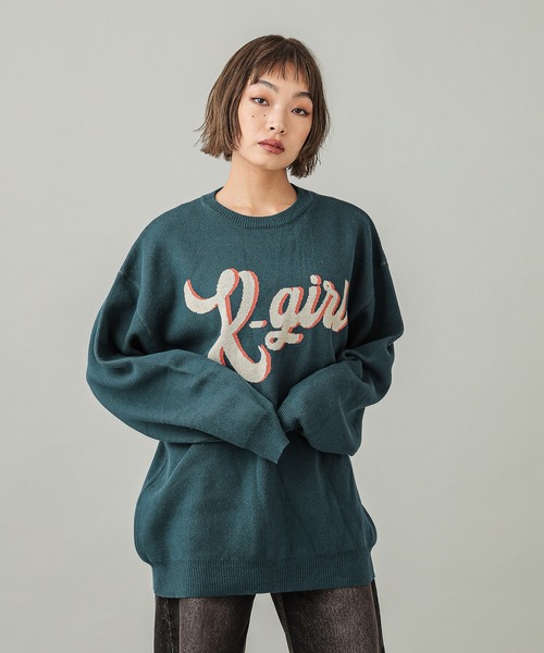 X-girl ニット セーター LOGO JACQUARD KNIT TOP レディース