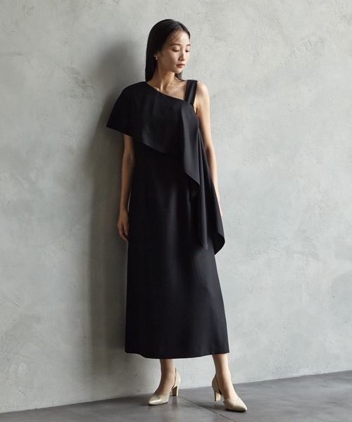 AIMER（エメ） ドレス アシンメトリーケープ付きタイトラインマルチWAY