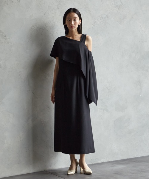 AIMER ドレス アシンメトリーケープ付きタイトラインマルチWAY
