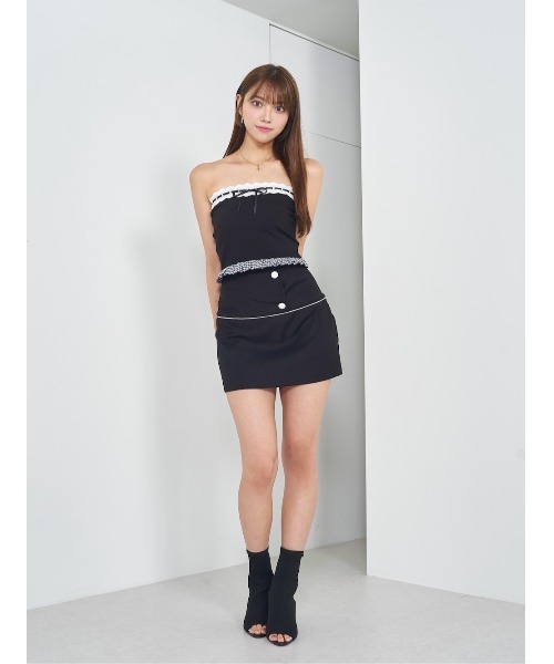 【m'sshopさん専用】ダーリッチ チェックドッキングリボンベアトップ Darich チェックドッキングリボンベアトップ レディース