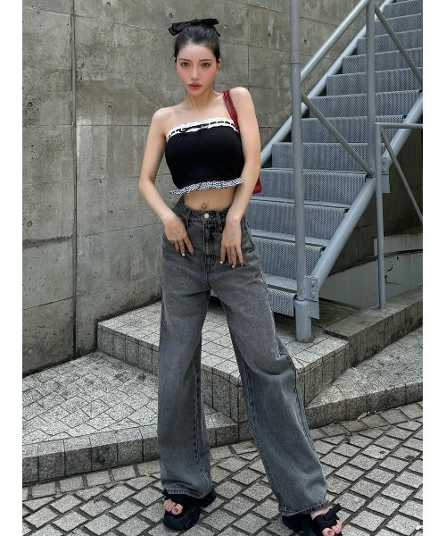 【m'sshopさん専用】ダーリッチ チェックドッキングリボンベアトップ ダーリッチ Darich チェックドッキングリボンベアトップ