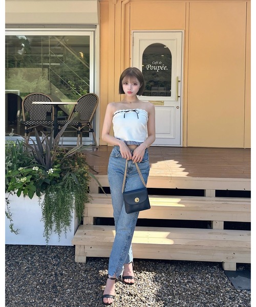 Darich チェックドッキングリボンベアトップ レディース