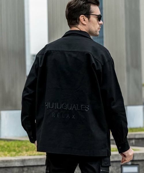 ★イケオジ★【1PIU1UGUALE3 RELAX】バック刺繍ロゴワイドシャツ 1PIU1UGUALE3 RELAX シャツ RELAX(ウノピゥウノウグァーレトレ