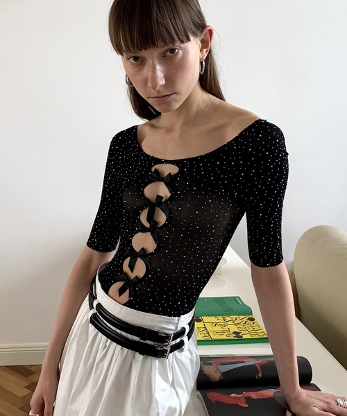 SANSeLF トップス 「LONSLAN」 2wayフロントリボンボディスーツ 