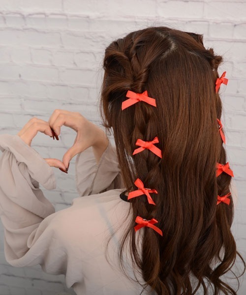VIBGYOR Women ヘアクリップ 「float」ミニリボン ミニヘアクリップ「8