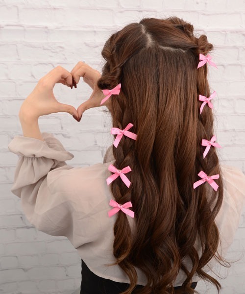 VIBGYOR Women ヘアクリップ 「float」ミニリボン ミニヘアクリップ「8