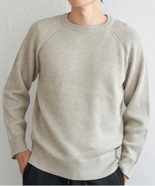 ikka（イッカ） セーター ニット ウォッシャブル畦クルーネックニット