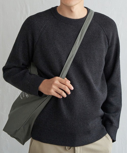 ikka（イッカ） セーター ニット ウォッシャブル畦クルーネックニット