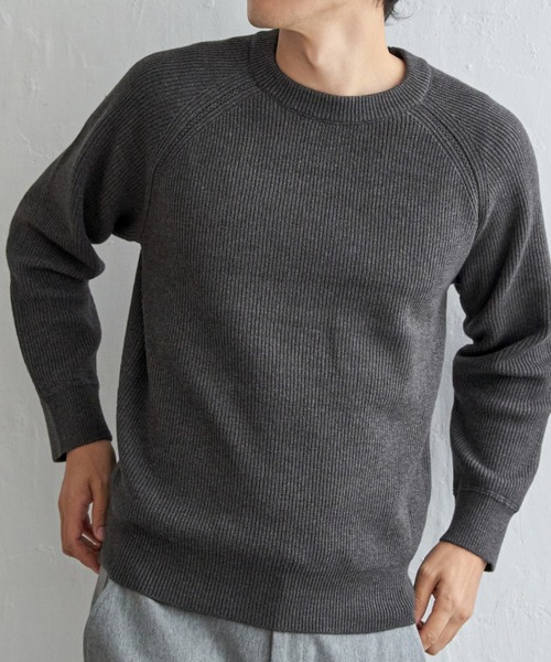 ikka（イッカ） セーター ニット ウォッシャブル畦クルーネックニット