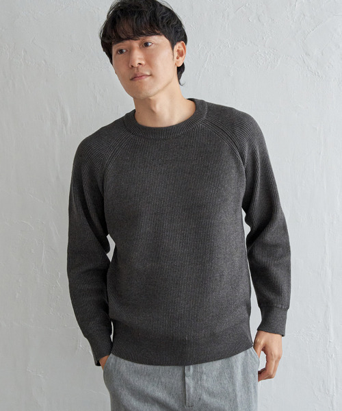 ikka（イッカ） セーター ニット ウォッシャブル畦クルーネックニット