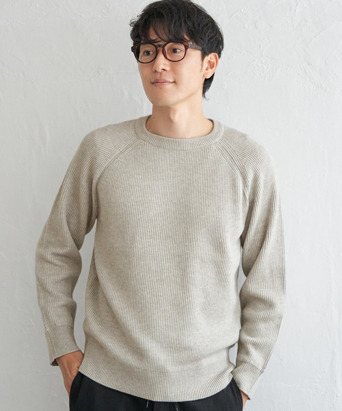 ikka（イッカ） セーター ニット ウォッシャブル畦クルーネックニット