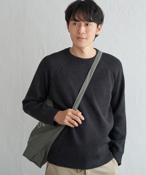 ikka（イッカ） セーター ニット ウォッシャブル畦クルーネックニット