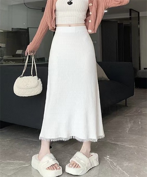 FREE STYLISTS スカート 裾フリンジニットスカート : ZOZOTOWN Yahoo