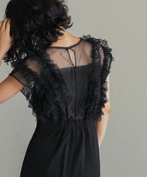 GIRL DRESS FOR NOW パンツドレス チュールフリルワイドパンツ