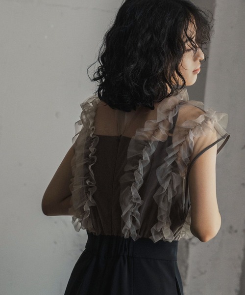 GIRL DRESS FOR NOW パンツドレス チュールフリルワイドパンツ