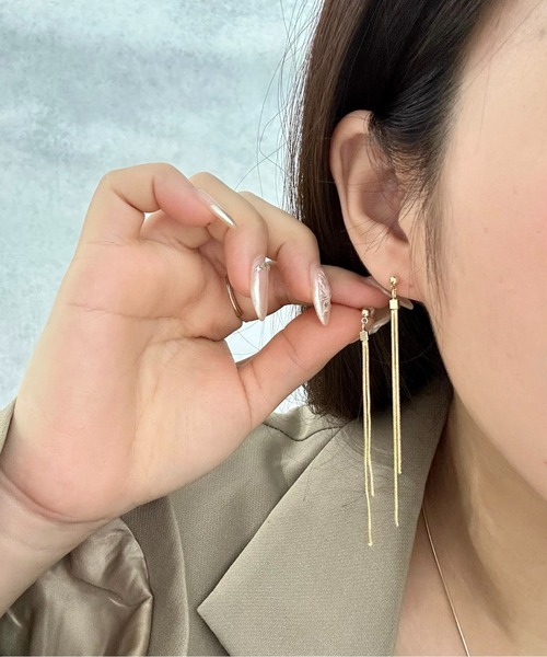 BURNER（バーナー） ピアス 「OKUOKU 0909」チェーン ロングピアス 両