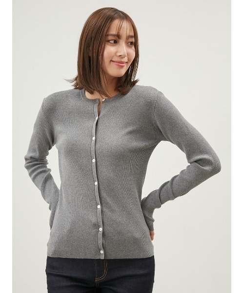 完売商品美品！クルーネックリブニットカーディガン【手洗い可能】 Mila Owen カーディガン クルーネックリブニットカーディガン