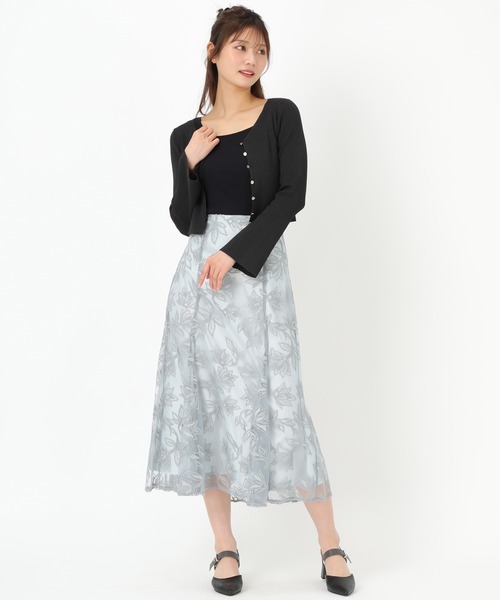 【PRISTINE】フラワー刺繍スカート【未着用美品】 110228304350206001