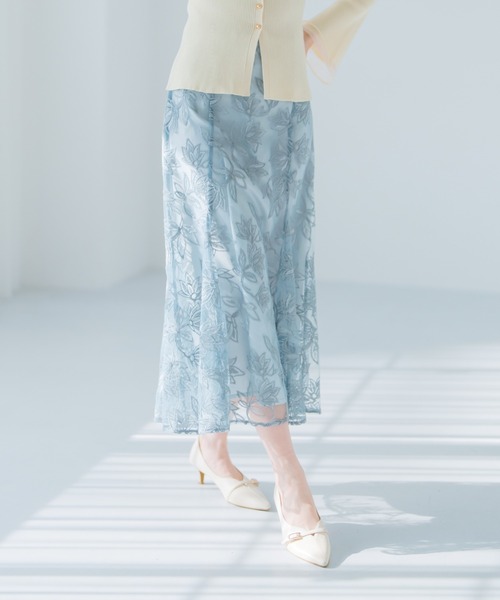 Everlasting embroidery lace skirt (Black)