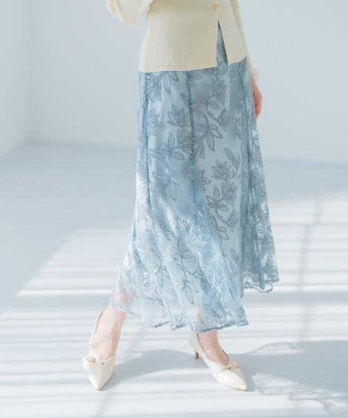 素敵な春夏の花柄スカートMLサイズ新品 日本製！ MISCH MASCH｜2025春夏新作 ラメフラワー刺繍スカート/MM527201