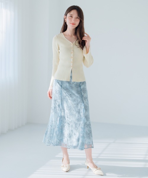 MISCH MASCH スカート 2025春夏新作 ラメフラワー刺繍スカート