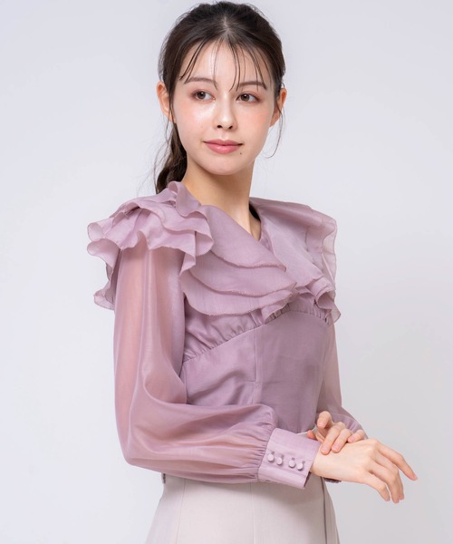 Noela ブラウス シャツ シアーフリルブラウス レディース