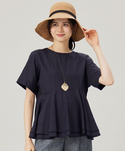 自由区（ジユウク） ブラウス シャツ ソフトリネンペプラム ブラウス