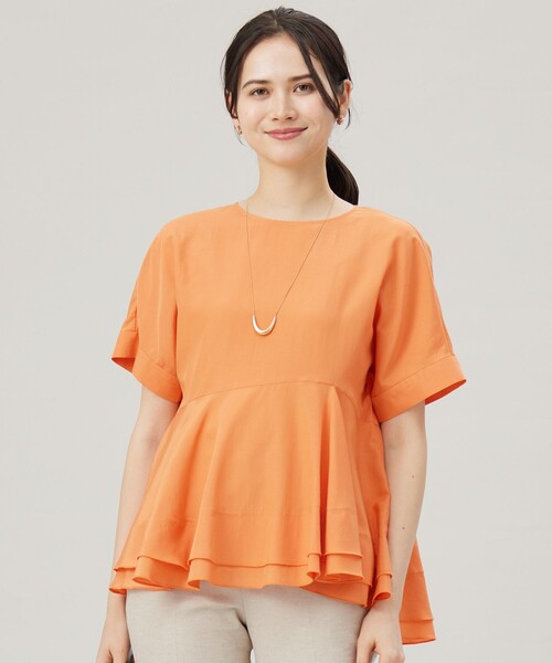 自由区（ジユウク） ブラウス シャツ ソフトリネンペプラム ブラウス