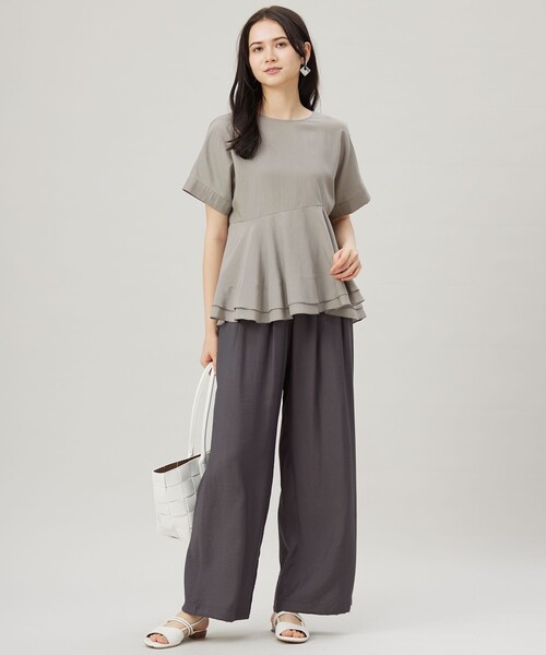 自由区（ジユウク） ブラウス シャツ ソフトリネンペプラム ブラウス