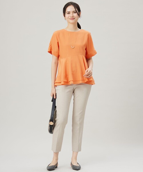 自由区（ジユウク） ブラウス シャツ ソフトリネンペプラム ブラウス