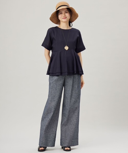 自由区（ジユウク） ブラウス シャツ ソフトリネンペプラム ブラウス