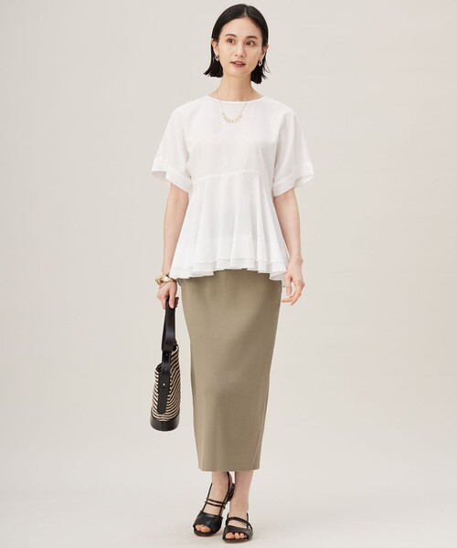 自由区　ソフトリネンペプラム ブラウス　新品 自由区（ジユウク） ブラウス シャツ ソフトリネンペプラム ブラウス