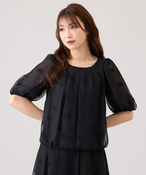 Jolly Poupee tシャツ 半袖 ネコオパールバルーンヘムカットソー 