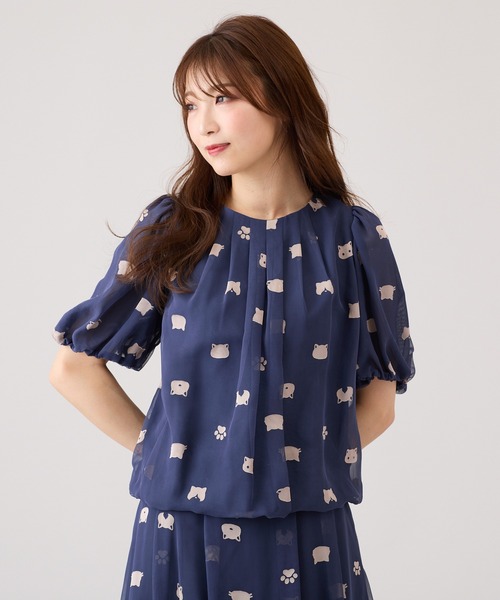 Jolly Poupee tシャツ 半袖 ネコオパールバルーンヘムカットソー 