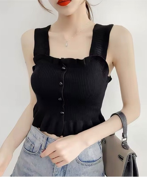 Burberry フリル付きタンクトップ ブラック BURBERRY ブラックタンクトップ 120A - メルカリ