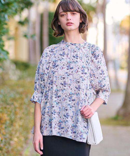 DRESSTERIOR ドレステリア 085-7024 ブラウス 36 コットン100％ 長袖 花柄 フラワー シャツ レディース AM7054A73 美品 DRESSTERIOR ドレステリア 085-7024 ブラウス 36 コットン100