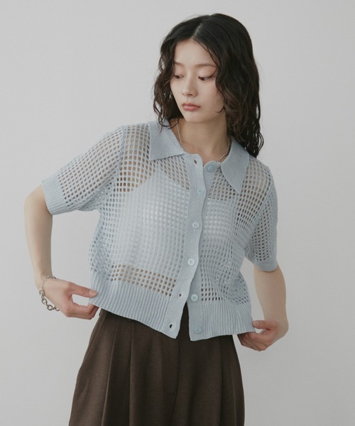 美品24SS DIOR × PARLEY メッシュ ニット ポロシャツ803P▲ Aunt Marie's（アントマリーズ） ニット セーター メッシュポロ