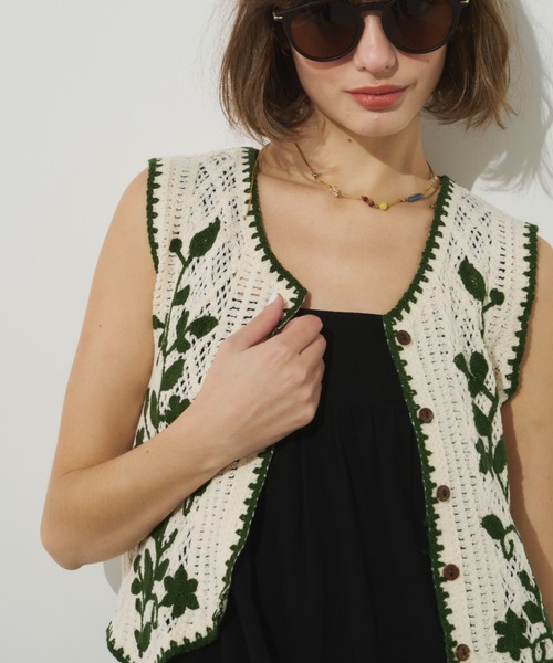 ベスト ジレ Linen Knit Cable ベスト レディース miniministore ベスト ジレ ケーブルニットベスト レディース