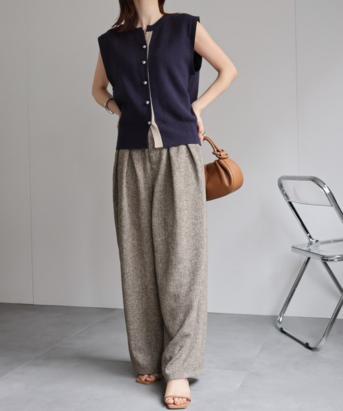 sakishimatokyo ベスト ジレ 配色ニットベスト/ラメニット「動画あり