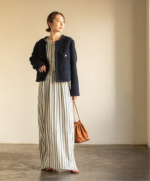 NOBLE ノーカラージャケット ホワイト NOBLE 「NOBLE」 ノーカラージャケット 36 ホワイト レディース