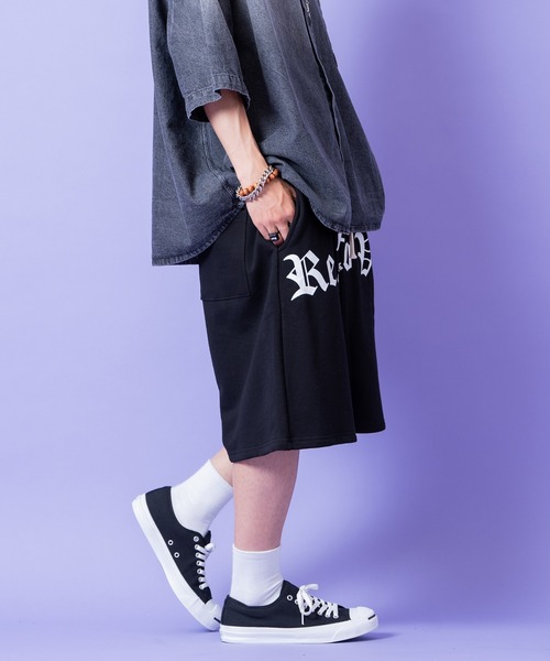 スウェットパンツ ジャージ a.p.o.v. ストリートロゴプリントワイド