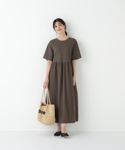 ワンピース ＲＮスムースギャザーＡラインワンピースの画像