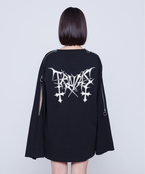 TRAVAS TOKYO　ロングスリーブカットソー　ブラック　パープル TRAVAS TOKYOロングスリーブカットソーブラックパープル