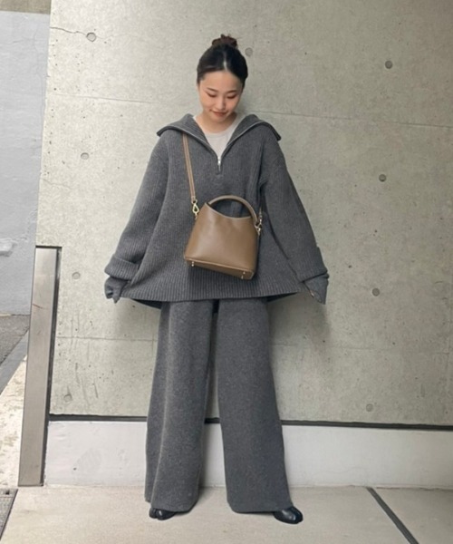 ETRE TOKYO ウールハーフジップニットプルオーバー　ブラウン ◯SALE◯ETRE TOKYO ウールハーフジップニットプルオーバーブラウン